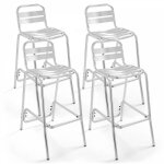 Oviala - lot de 4 chaises hautes en aluminium gris Oviala - lot de 4 chaises hautes en aluminium gris