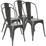 Jeobest - lot de 4 chaises industrielles en mtal avec dossier gris fonc 854643cm