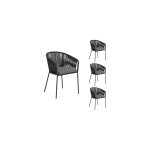 Kave home - lot de 4 chaises de jardin 56x55x79 cm en corde noire