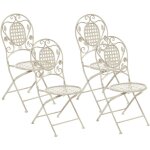 Beliani - lot 4 chaises de jardin bistrot blanc cass pliantes pour patio terrasse ou balcon au style ...