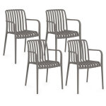 Lot de 4 chaises de jardin empilables bilbao en polypropyl�ne gris anthracite
