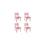 M&s - lot de 4 chaises de jardin empilables rouge - folke M&s - lot de 4 chaises de jardin empilables rouge - folke