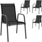 Lot de 4 chaises de jardin ext�rieures - outsunny - empilables - accoudoirs et dossier haut - cadre en ...
