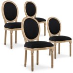 Lot de 4 chaises m�daillon louis xvi tissu noir