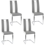 Lot de 4 chaises pia grises et blanches pour salle � manger l 43 x p 58 cm