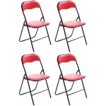 Clp - lot de 4 chaises pliables felix rouge / noir