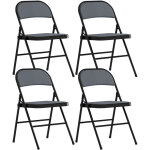 Lot de 4 chaises pliantes - homcom - portables - si�ge rembourr� en velours c�tel� et cadre en acier ...