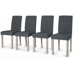 Lot de 4 chaises - rita - chaises en tissu. pieds en bois crus. gris foncs