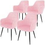 Ecd germany - lot de 4 chaises de salle � manger - assise si�ge rembourr�e en velours - structure en ...
