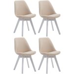 Clp - lot de 4 chaises de salle  manger borneo v2 en tissu crme blanc