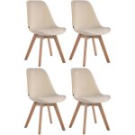 Clp - lot de 4 chaises de salle � manger borneo v2 en velours cr�me nature