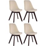 Clp - lot de 4 chaises de salle � manger borneo v2 en velours cr�me noyer