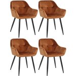Lot de 4 chaises de salle  manger emia en velours avec pitement en mtal noir marron velours