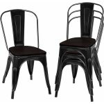 Costway - lot 4 chaises salle  manger empilable de style industriel 52 x 44 x 84cm, charge max. 120kg ...