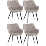 Lot de 4 chaises de salle � manger tanna en velours pi�tement en m�tal noir gris