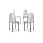 Lot de 4 chaises de salle  manger transparentes - victoria queen gris transparent
