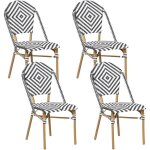 Lot de 4 chaises pour salon de jardin bistrot en rotin noir et blanc pour balcon ou terasse moderne et ... Lot de 4 chaises pour salon de jardin bistrot en rotin noir et blanc pour balcon ou terasse moderne et ...