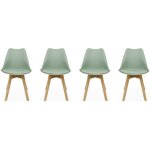 Sweeek - lot de 4 chaises scandinaves. pieds bois de htre. chaises 1 place. vert cladon