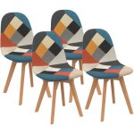 Idmarket - lot de 4 chaises scandinaves sara motifs patchworks multi - couleurs Idmarket - lot de 4 chaises scandinaves sara motifs patchworks multi - couleurs