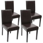 Lot de 4 chaises de sjour littau, cuir reconstitu, marron, pieds foncs