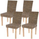 Lot de 4 chaises de sjour littau chaise en osier, rotin kubu