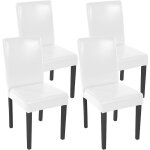Lot de 4 chaises de sjour littau, simili - cuir, blanc, pieds foncs