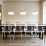 Lot de 4 chaises transparentes design minimaliste, pieds m�tal argent�s, pour salle � manger ou bureau ...