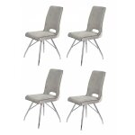 Meubletmoi - lot 4 chaises velours gris clair pieds mtal chrom - bella