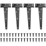 Lot de 4 charni�res en t, noires charni�re porte de grange, charni�res de portes, charniere plate inox ...