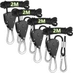 Lot de 4 cordes � cliquet, corde r�glable, crochet pour plantes, cliquet 1 / 8 , crochet pour pot de ...