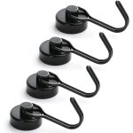 Lot de 4 crochets magn�tiques frigo, 15 kg puissant aimant n�odyme, crochet aimant� pussiant pivotants ...