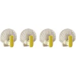 Lot de 4 crochets muraux modernes en forme de coquillage, impermables, rsistants, sans perforation, ...