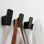 Lot de 4 crochets muraux noirs mats robustes pour salle de bain, peignoir, manteau, sacs, chapeaux. fixation ...