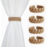 Lot de 4 embrasses de rideaux en corde de chanvre rustique - embrasses tricot�es main pour rideaux - ...