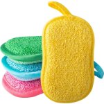 Lot 4 �ponges double faces r�utilisables eponges cuisine vaisselle sol cuisine salle de bain wc - vert ...
