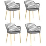 The home deco factory - lot de 4 fauteuils d'ext�rieur 'malaga' avec pieds en fer - gris - l 54. 1 x ...