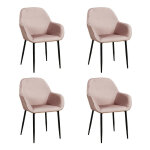 Lot de 4 fauteuils velours ctel giulia rose home deco factory