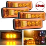 Lot de 4 feux de gabarit avant 3, 9 pouces, 3 led ambr�es, �tanches, montage en surface pour camion, ...