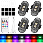 Lot de 4 feux stroboscopiques pour voiture avec tlcommande, 7 couleurs, anti - collision, avec tlcommande ...