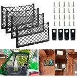 Lot de 4 filets � bagages 36 x 18 cm, filet de rangement pour voiture avec crochets et vis, filet de ...