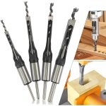 Lot de 4 forets à bois trou carré, bédanes creux en acier outils de menuiserie set pour scie cloche carrée ... Lot de 4 forets à bois trou carré, bédanes creux en acier outils de menuiserie set pour scie cloche carrée ...