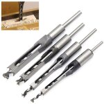 Lot de 4 forets à bois trou carré bédanes creux en acier outils set pour travail du bois foret a trou ... Lot de 4 forets à bois trou carré bédanes creux en acier outils set pour travail du bois foret a trou ...
