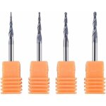 Lot de 4 fraises � bout conique en carbure cnc avec pointe r0, 25 1, 0 - pour gravure