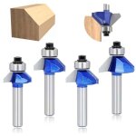 Lot de 4 fraises � chanfreiner � 45 degr�s pour le chanfreinage du bois (8 mm)