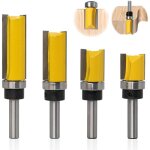 Lot de 4 fraise  copier bois tige de 8 mm, fraises  rainurer pour dfonceuse, fraise droite de copiage, ...