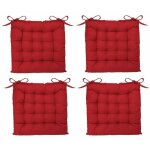 Lot de 4 galettes de chaise matelasses - 38 x 38 cm - rouge - livraison gratuite