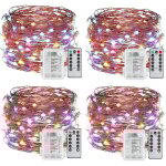 Lot de 4 guirlandes lumineuses led blanc chaud de 5 m, à piles, avec télécommande et minuteur, étanches, ... Lot de 4 guirlandes lumineuses led blanc chaud de 5 m, à piles, avec télécommande et minuteur, étanches, ...