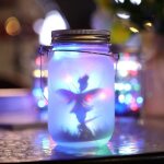 Lot de 4 guirlandes lumineuses solaires givr�es en forme de bocaux mason, �tanches, pour jardin(cartes ...