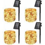 Lot de 4] guirlande solaire exterieur, 12m 100 led guirlande lumineuse solaire exterieure �tanche 8 modes ...
