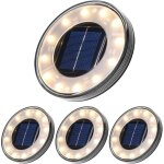 Lot de 4 lampadaires solaires � led 12 led pour �clairage ext�rieur �tanche ip68 lampes de rue lumi�re ...